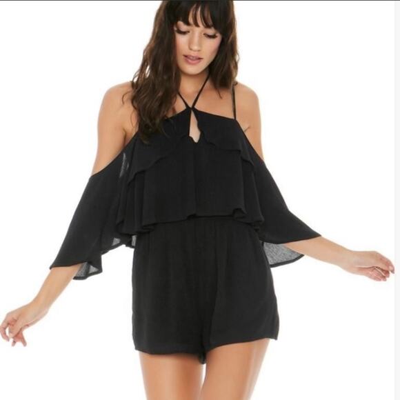 NWT L*space seaside ruffle halter romper cover up - Picture 1 of 6
